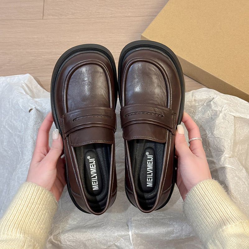 Damen modische und komfortable Loafers mit eleganter Lederoberfläche EB