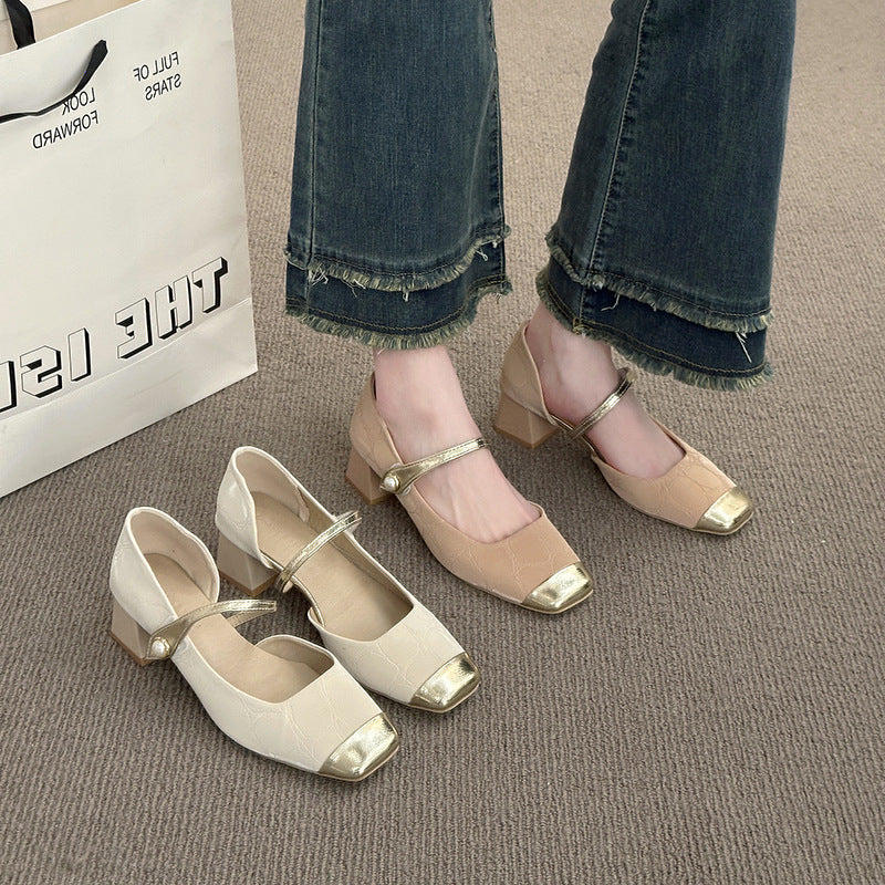 Damen elegante Sling-Ballerinas mit hochwertigem Riemen und glänzendem Zehenbereich EB
