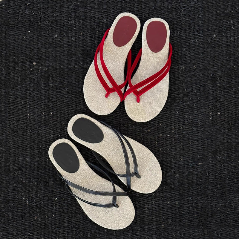 Damen Trendige Zehentrenner-Sandalen mit geflochtenem Riemendesign EB