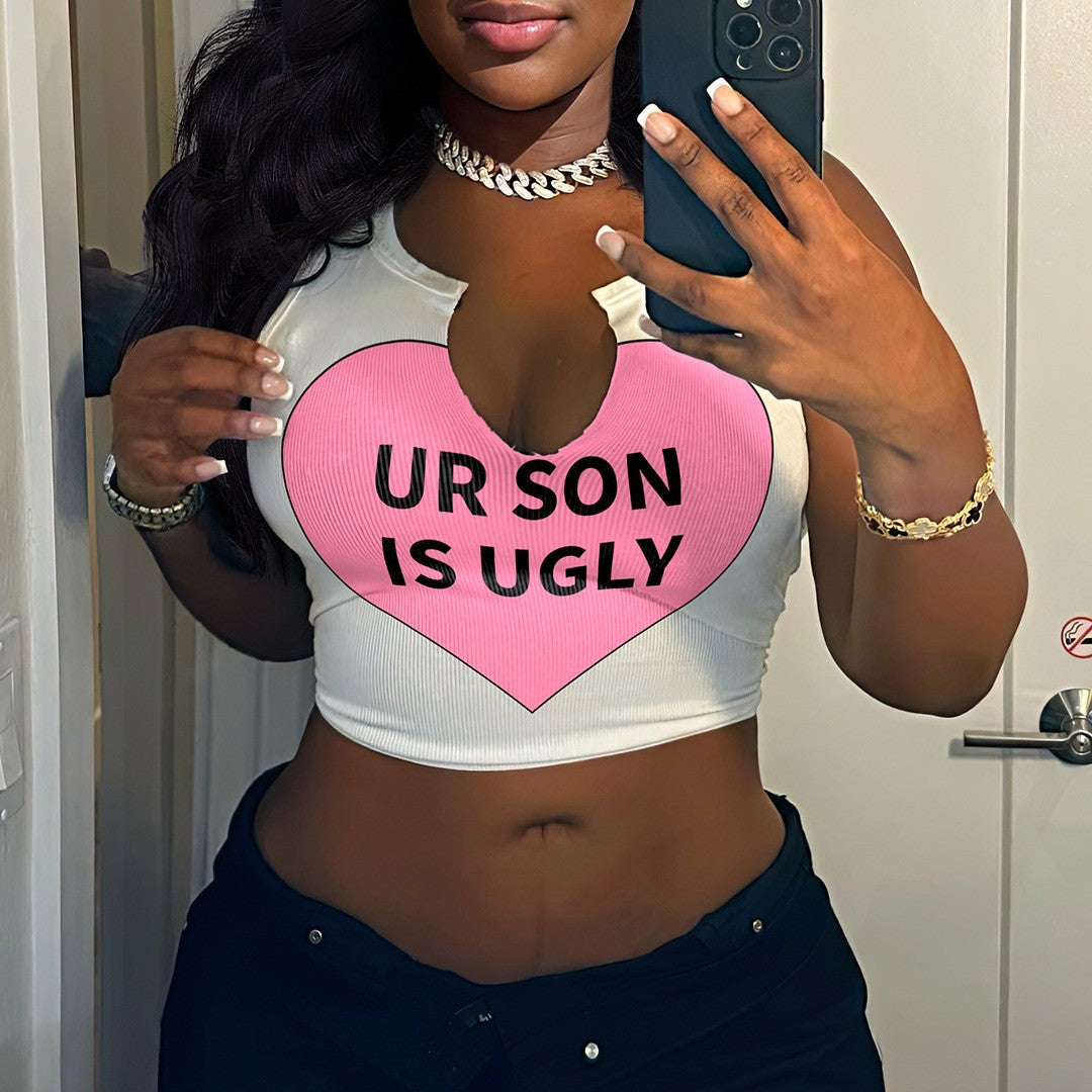 Damen Crop-Top mit auffälligem Schriftzug und lockerer Passform EB