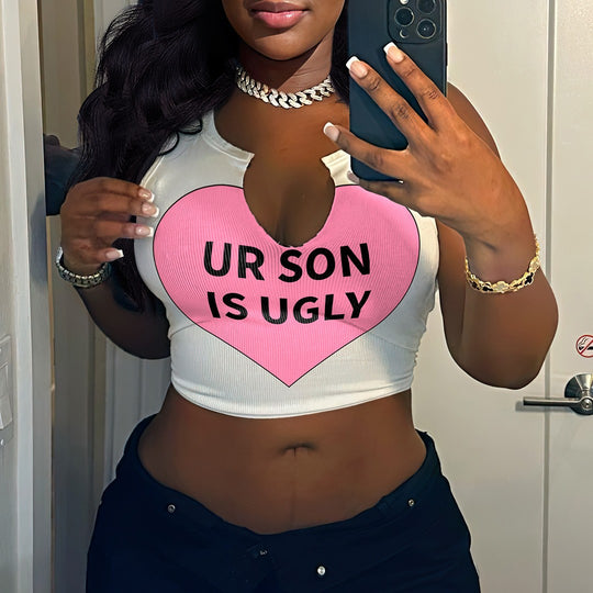 Damen Crop-Top mit auffälligem Schriftzug und lockerer Passform EB