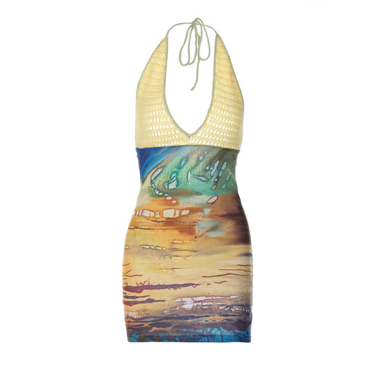 Damen Sommerkleid mit kunstvollem Farbverlauf und raffinierten Häkel-Details EB