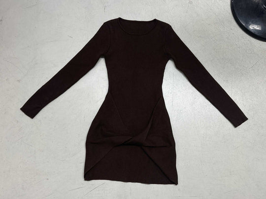 Damen nan geripptes Minikleid mit Wickel-Twist und figurbetonter Silhouette EB