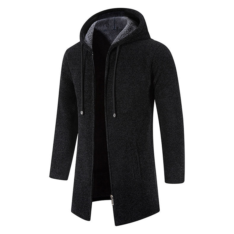 Herren modische Premium-Fleecejacke mit Kapuze und seitlichen Taschen EB