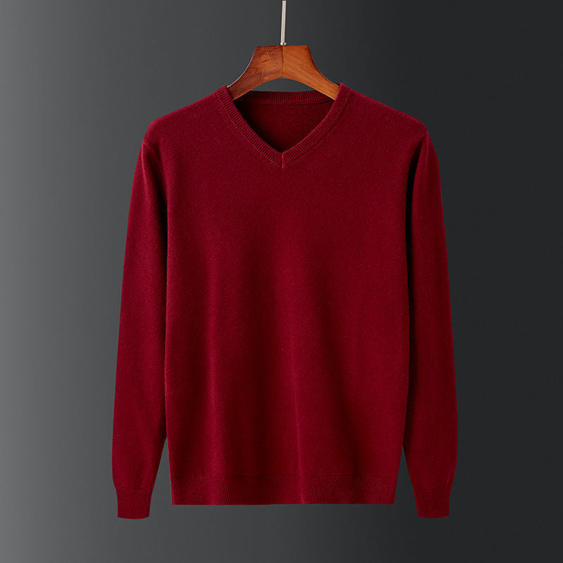 Herren eleganter V-Ausschnitt Pullover aus feiner Wolle EB