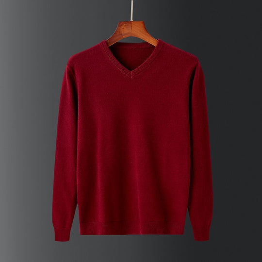 Herren eleganter V-Ausschnitt Pullover aus feiner Wolle EB