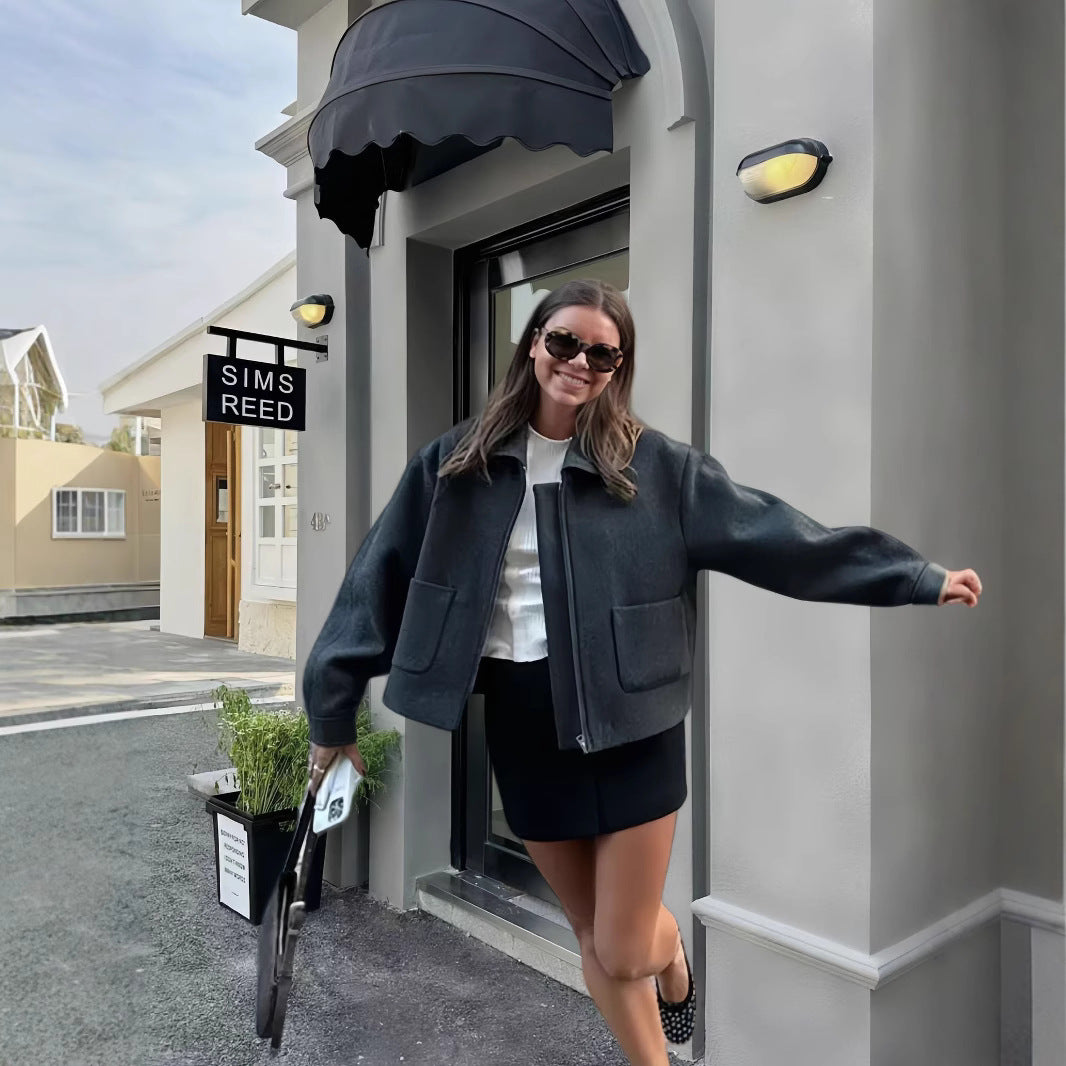 Damen lässige Oversize-Jacke mit praktischen aufgesetzten Taschen EB