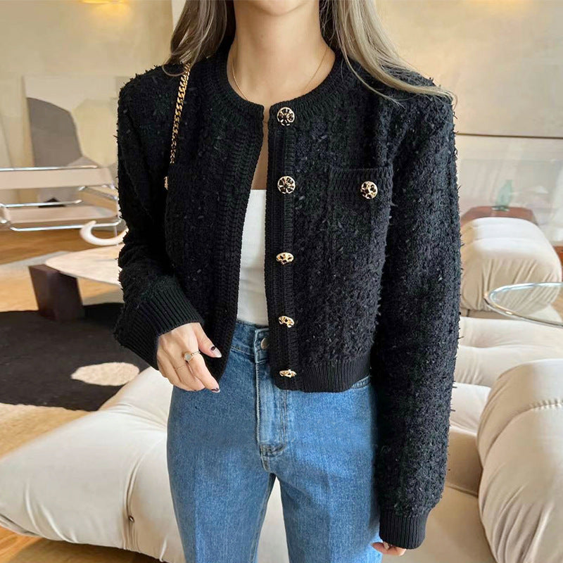Damen trendige Strickjacke mit dekorativen Knöpfen und lässigem Schnitt EB