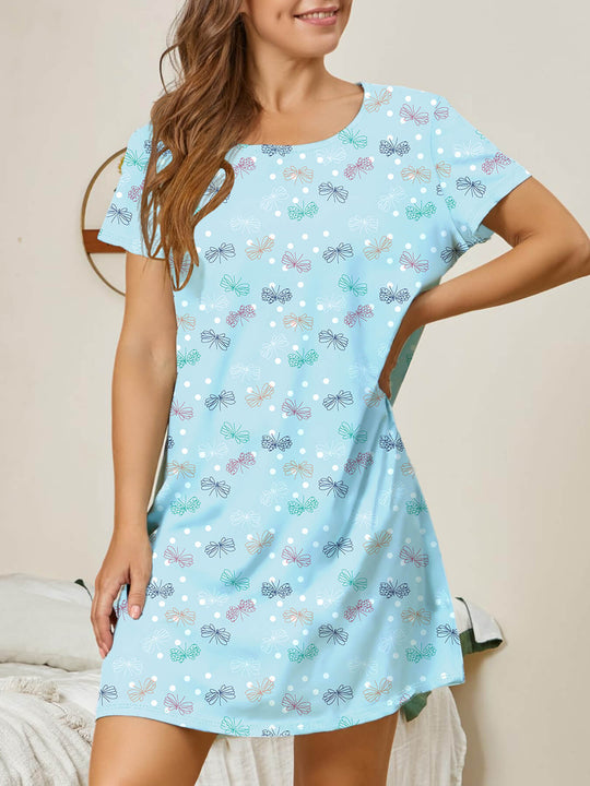 Damen lässiges Nachtkleid mit buntem Schmetterlingsmuster EB