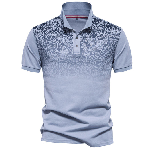 Herren Poloshirt mit floralen Ornamenten und klassischem Kragen EB