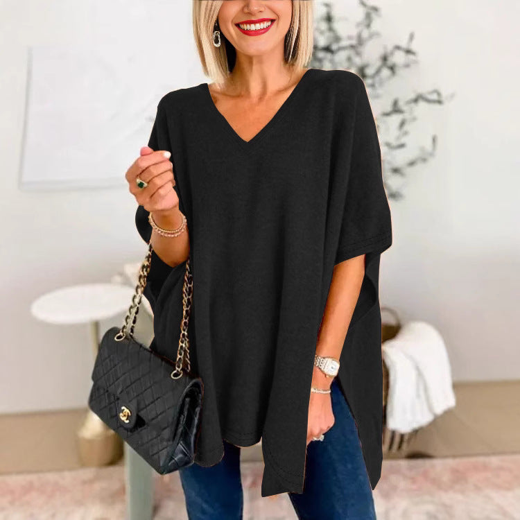 Damen V-Ausschnitt Oversized-Tunika EB