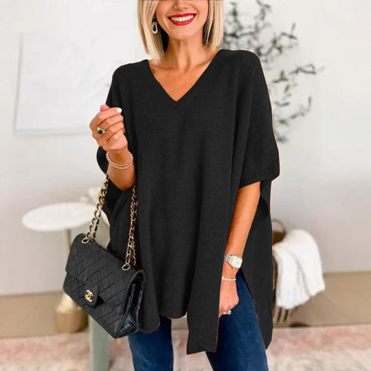 Damen V-Ausschnitt Oversized-Tunika EB