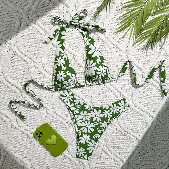 Damen Triangel-Bikini mit verspieltem Blumendesign EB