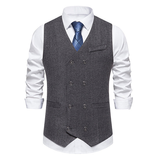 Herren elegante Doppelreiher-Weste im strukturierten Design EB