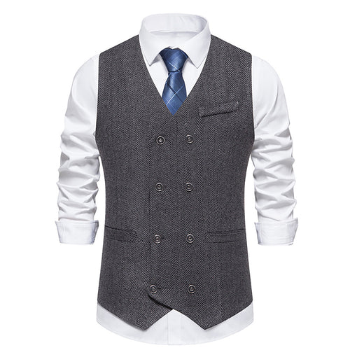 Herren elegante Doppelreiher-Weste im strukturierten Design EB