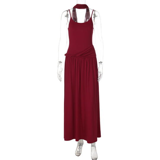 Damen Haltermaxikleid mit elegantem Schnitt und praktischen Raffungselementen EB
