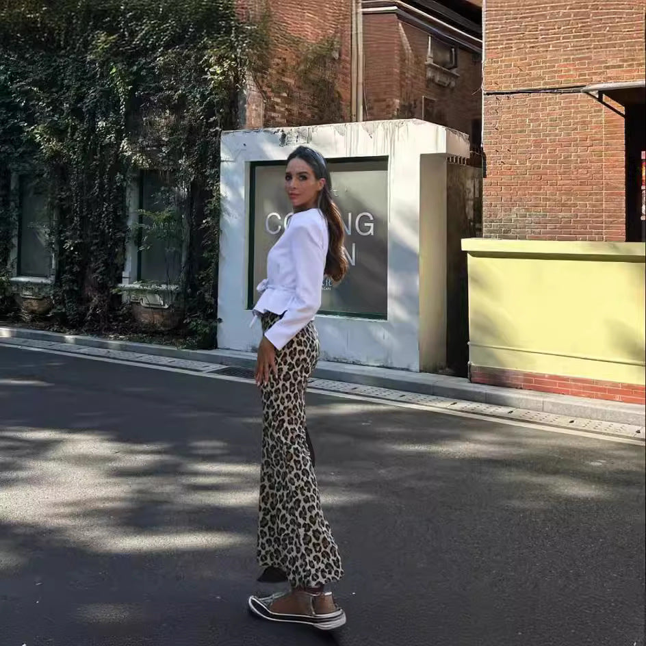 Damen modische Stoffhose mit animalischem Muster EB
