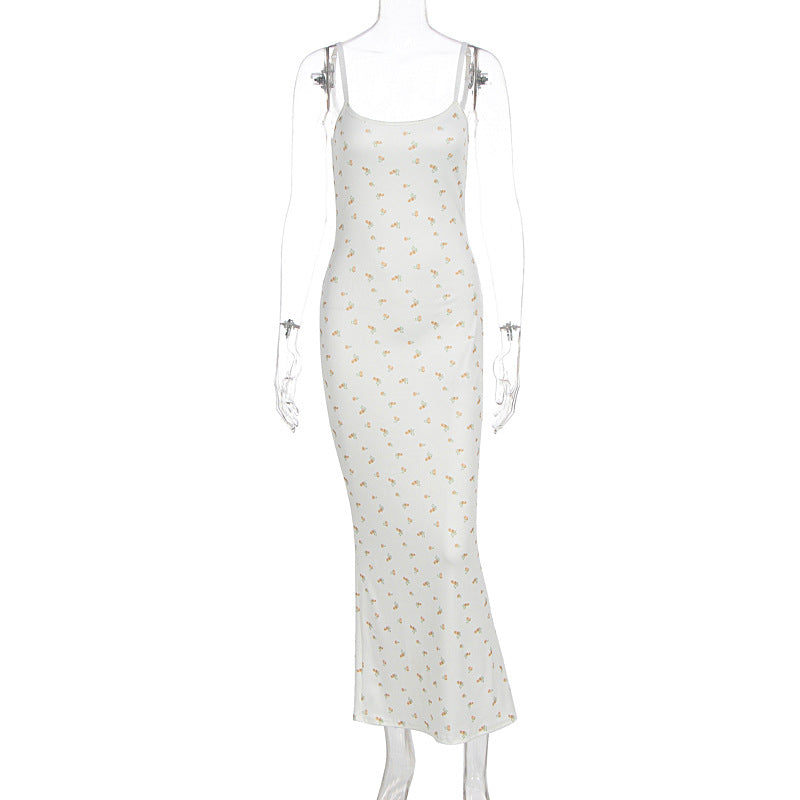 Damen Maxikleid mit floralem Muster und feinen Spaghettiträgern EB