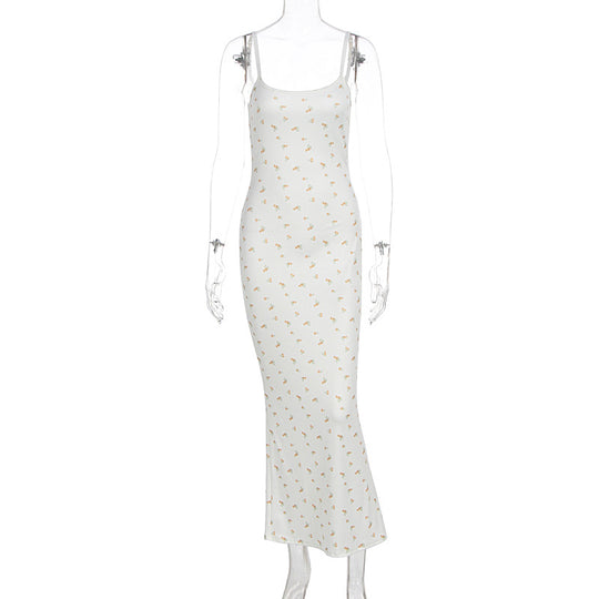 Damen Maxikleid mit floralem Muster und feinen Spaghettiträgern EB