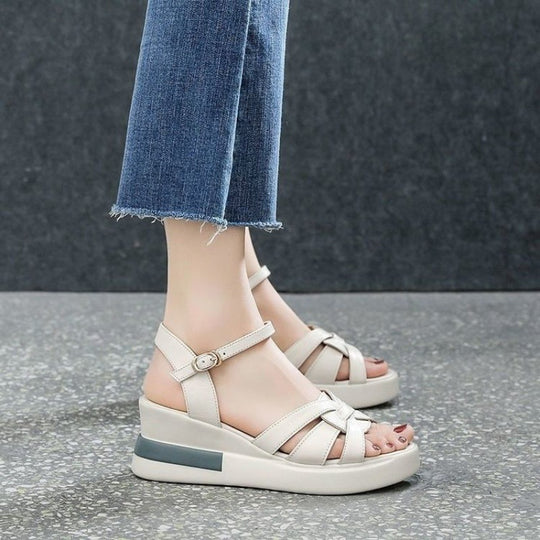 Damen Wedge-Sandaletten mit geflochtenem Riemchen-Design und verstellbarem Riemen EB