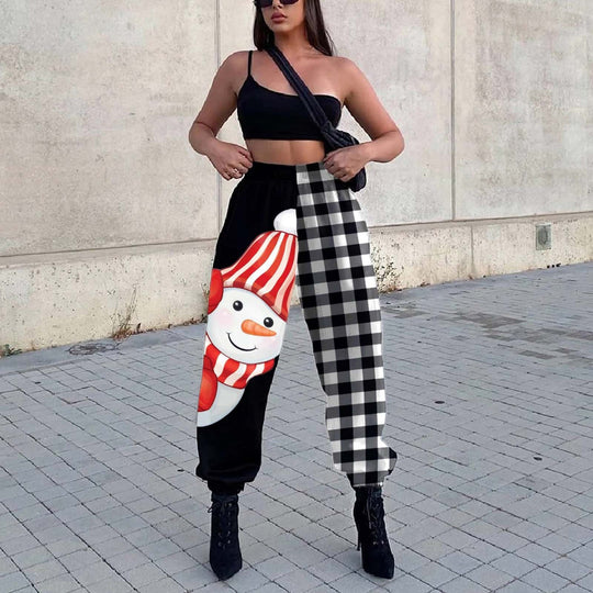Damen Freizeithose mit lustigem Schneemann-Design EB