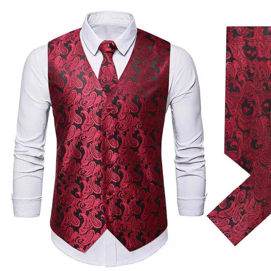 Herren nan Paisley Satin Anzugweste Set mit Krawatte und Einstecktuch EB