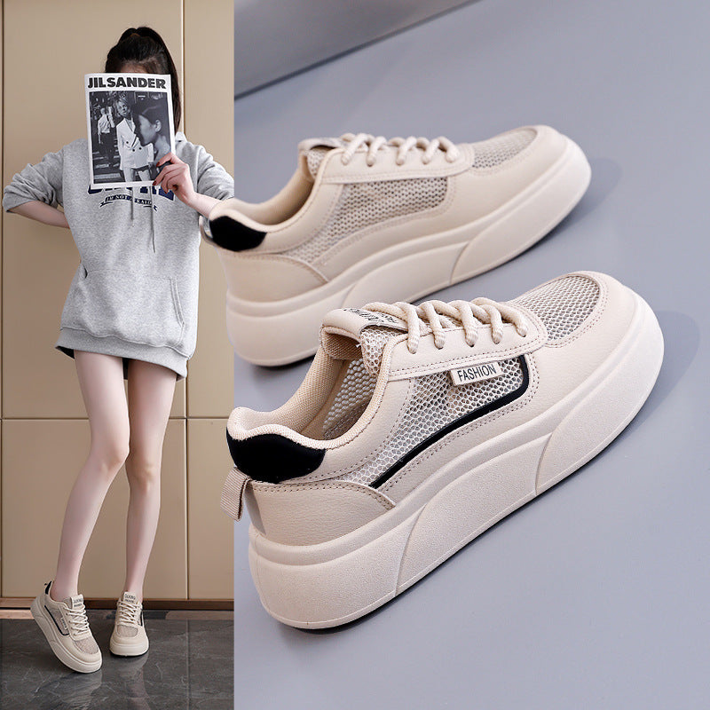 Damen modische Sneakers mit atmungsaktiven Mesh-Einsätzen und hoher Laufsohle EB