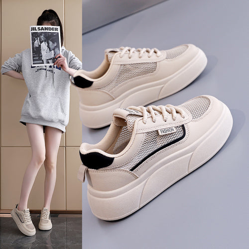 Damen modische Sneakers mit atmungsaktiven Mesh-Einsätzen und hoher Laufsohle EB