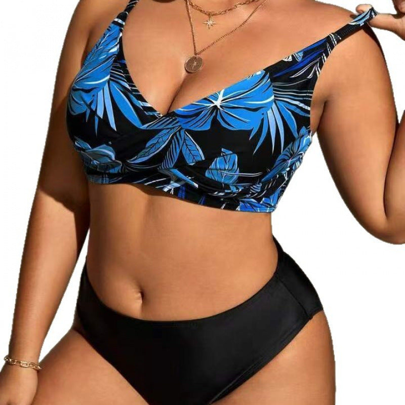 Damen Bikini-Top mit tiefem V-Ausschnitt und floralem Design EB