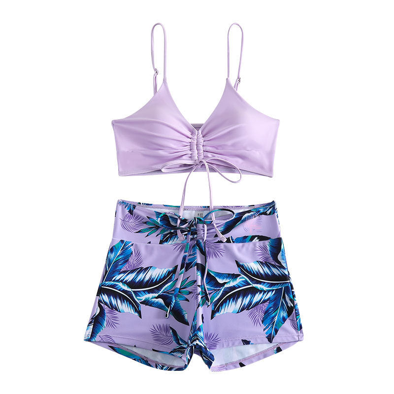 Damen Bikini-Set mit verstellbarem Oberteil und Blumenmuster EB