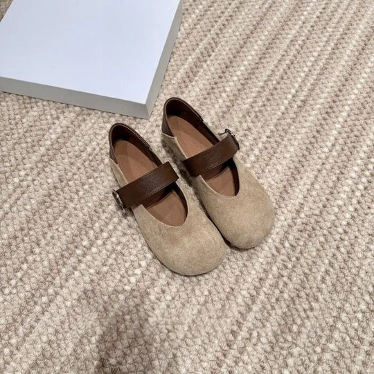 Damen Elegante Ballerinas mit modischem Riemen-Detail und bequemer Innensohle EB