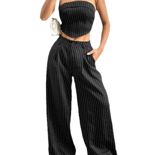 Damen elegantes und luftiges Set mit Streifenmuster EB
