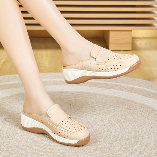 Damen Komfortable Clogs mit atmungsaktiver Lederoberfläche EB