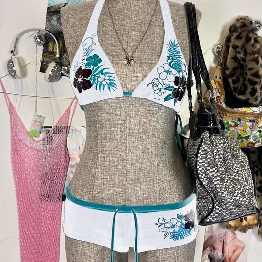 Damen-Bikini-Set mit floralem Design und verstellbaren Trägern EB