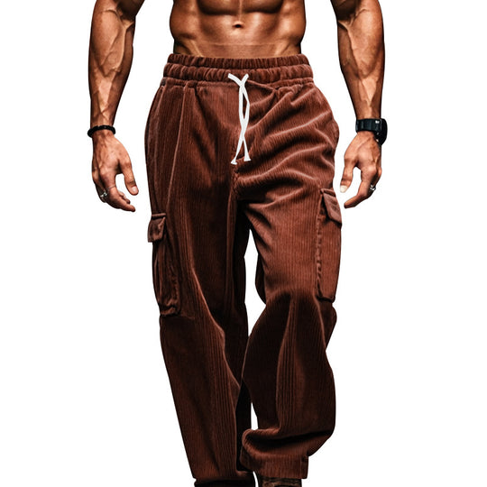 Herren weite Cargo-Hose mit funktionalen Taschen und elastischem Bund EB