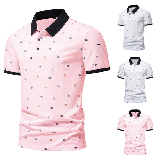 Herren Poloshirt mit einzigartigem Muster und modernem Stehkragen EB