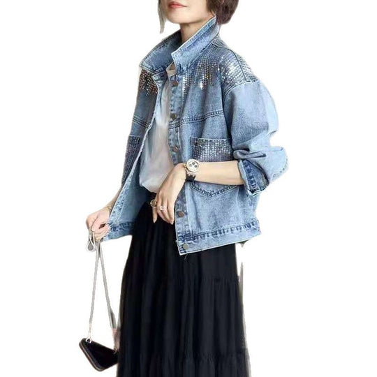 Damen-Jeansjacke mit Paillettenverzierung EB