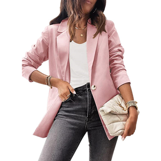 Damen eleganter Blazer mit ausgefallenem Schnitt und dezenten Knopfdetails EB