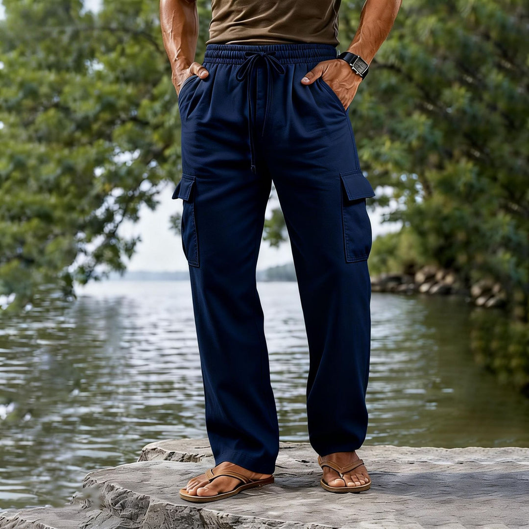 Herren nan leichte Cargo-Freizeithose mit elastischem Tunnelzugbund und geradem Bein EB