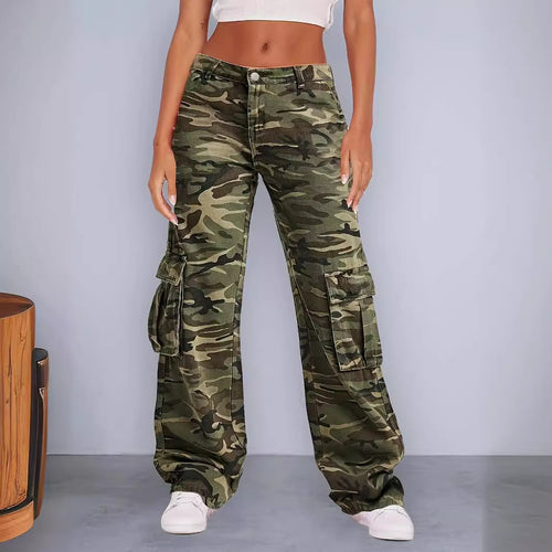Damen Cargo-Hose im urbanen Camouflage-Stil mit praktischen Seitentaschen EB