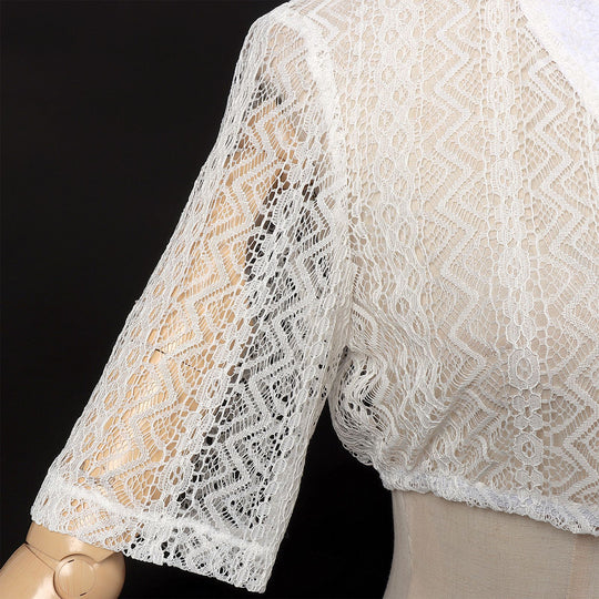 Damen nan zarter Spitzenbolero mit Stehkragen und kurzem Taillenschnitt EB