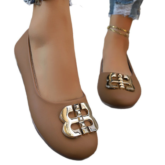 Damen Schicke Ballerinas mit glänzender Schnallenapplikation EB