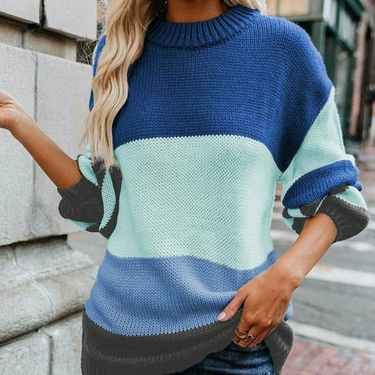 EB | Gestreifter Strickpullover mit Doppelt Naht