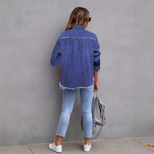 Damen Jeansjacke mit lässigem Schnitt und großen Taschen EB