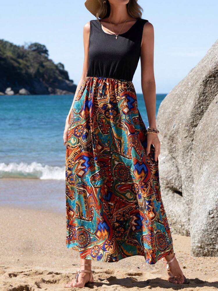 Damen Maxikleid mit floralem Muster und elegantem Schnitt EB