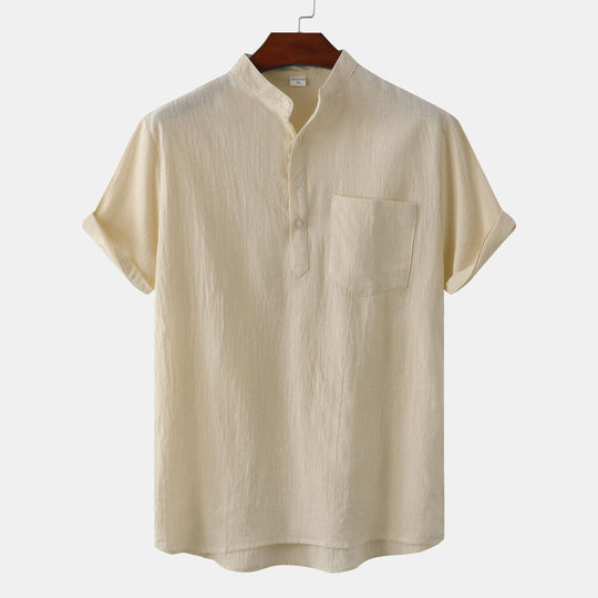 Herren Kurzarmhemd im legeren Henley-Stil mit Brusttasche EB