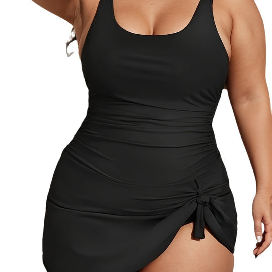 Damen Einteiler Badeanzug mit geschmeidigem Stoff und asymmetrischem Rock EB