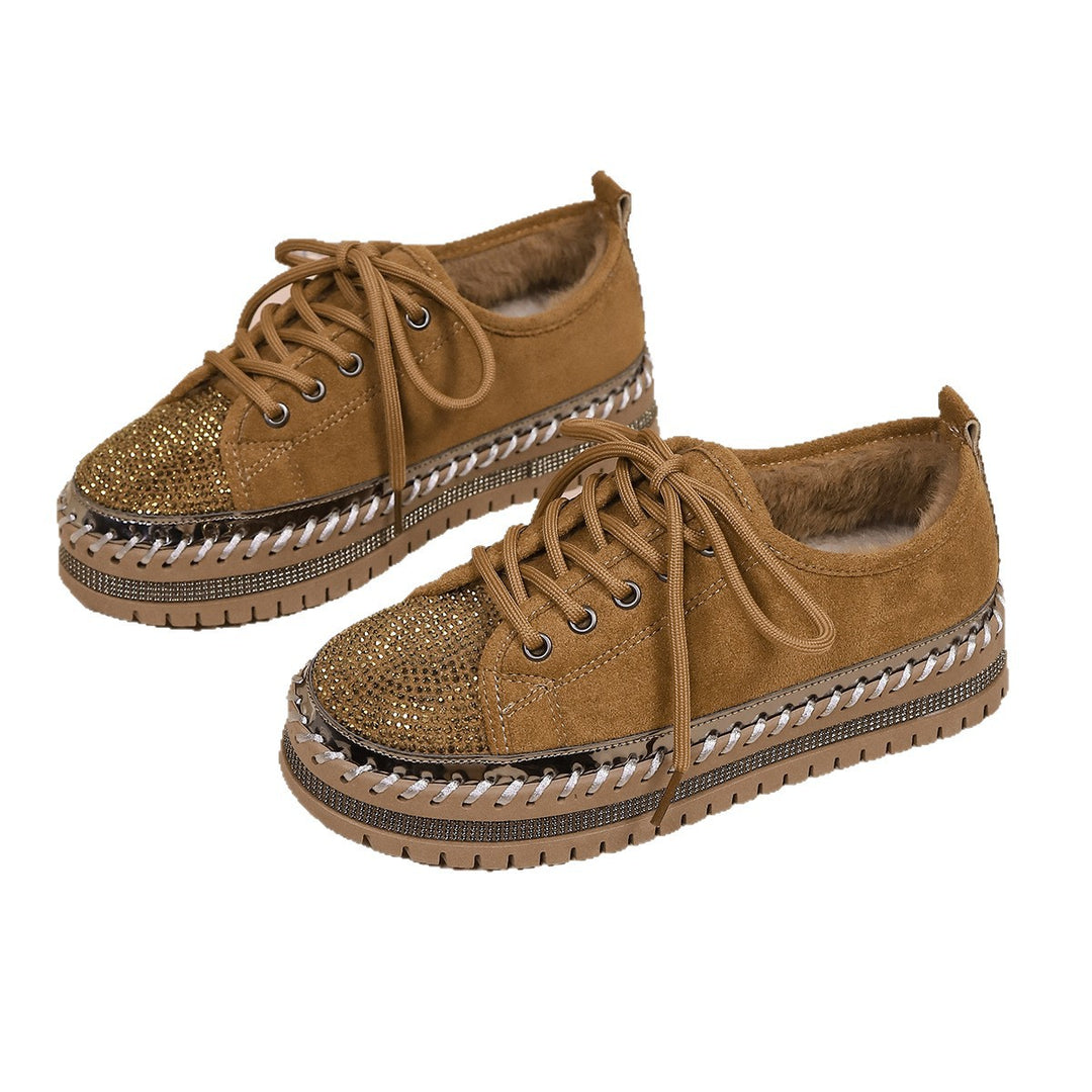 Damen komfortable Sneakers mit Glitzerdetails und kuscheligem Innenfutter EB