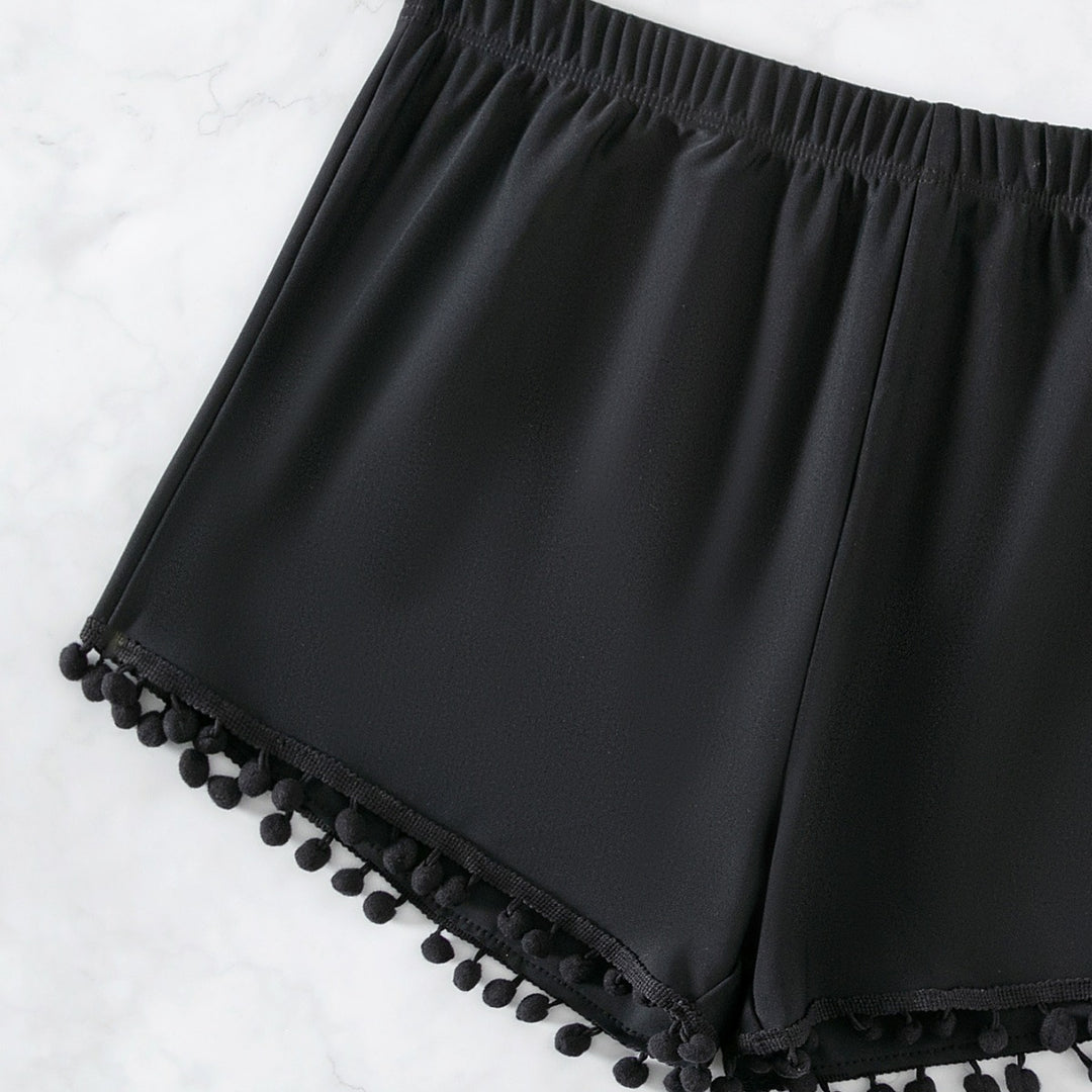 Damen Sommerliche Badeshorts mit verspieltem Pompon-Dekor EB