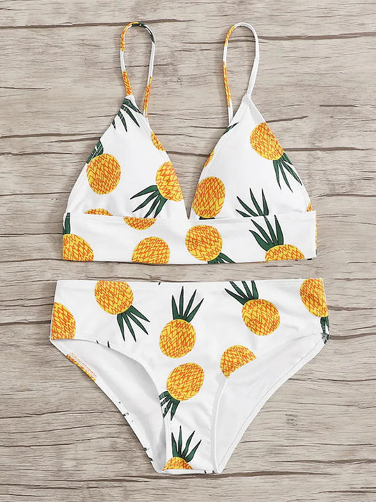 Damen Bikini-Set mit fruchtigem Ananas-Design EB